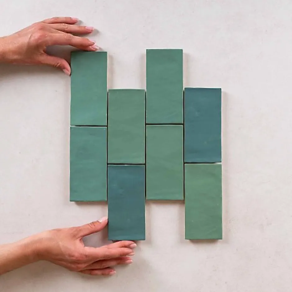 Faïence Effet Zellige Vert FEZ Mat 6,2x12,5 Emerald - Les Carreaux de Jean-Les Carreaux De Jean Online
