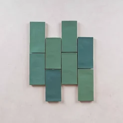 Faïence Effet Zellige Vert FEZ Mat 6,2x12,5 Emerald - Les Carreaux de Jean-Les Carreaux De Jean Online