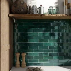 Gioia Materia Faïence Effet Zellige Vert ARTISAN 6.5x20 Green - Les Carreaux de Jean