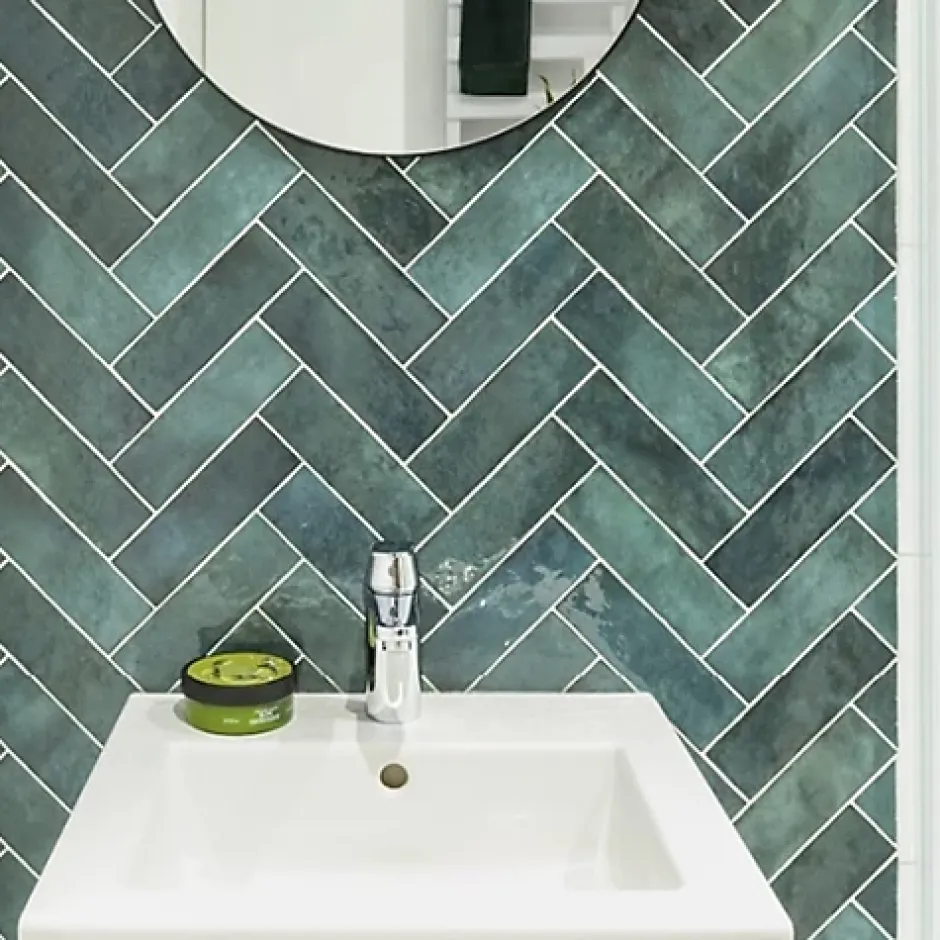 Gioia Materia Faïence Effet Zellige Vert ARTISAN 6.5x20 Green - Les Carreaux de Jean