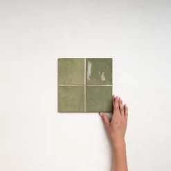 Les Carreaux De Jean  Faïence Effet Zellige Vert CHAOUEN 10x10 Forest - Les Carreaux de Jean