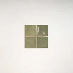 Les Carreaux De Jean  Faïence Effet Zellige Vert CHAOUEN 10x10 Forest - Les Carreaux de Jean