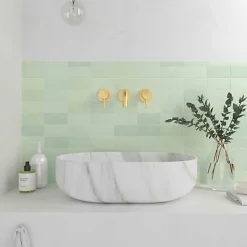 Les Carreaux De Jean Faïence Effet Zellige Vert d'eau FEZ Mat 6,2x12,5 Mint - Les Carreaux de Jean