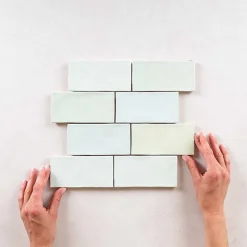 Les Carreaux De Jean  Faïence Effet Zellige Vert d'eau FEZ Mat 6,2x12,5 Mint - Les Carreaux de Jean