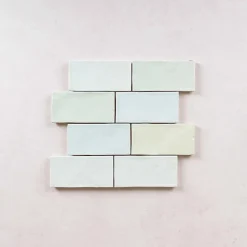 Les Carreaux De Jean  Faïence Effet Zellige Vert d'eau FEZ Mat 6,2x12,5 Mint - Les Carreaux de Jean