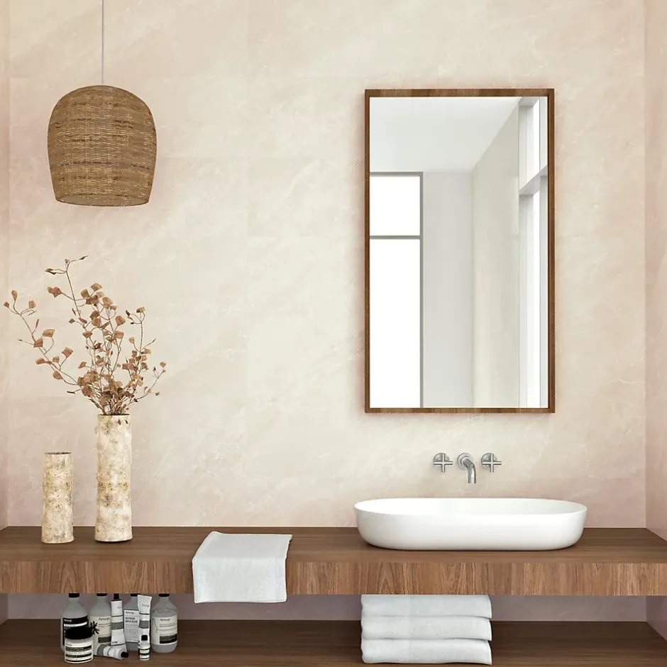 Faïence murale beige effet marbre brillant L.90 x l.30 cm x ép.10,5 mm, Balmoral-Baldocer Best