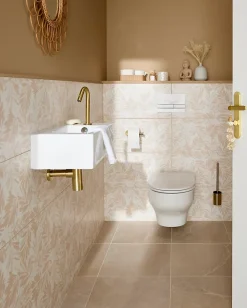 Etile Faïence murale beige sable décor feuillage 2D mat L.90 x l.30 cm x ép.10,5 mm, Aspen