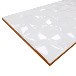 Faïence murale blanc brillant avec relief L.60 x l.20 cm x ép.8,3 mm, Plain-GoodHome New