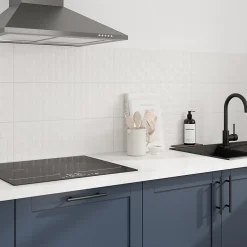 Faïence murale blanc brillant avec relief L.60 x l.20 cm x ép.8,3 mm, Plain-GoodHome New