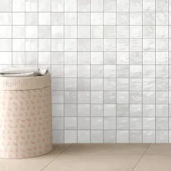 Faïence murale blanc brillant texturé L.60 x l.31,6 cm x ép.9 mm, Soul-Ecoceramic Hot