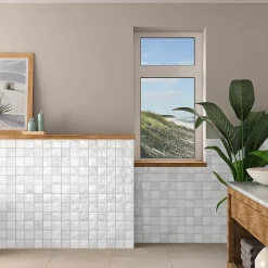 Faïence murale blanc brillant texturé L.60 x l.31,6 cm x ép.9 mm, Soul-Ecoceramic Hot