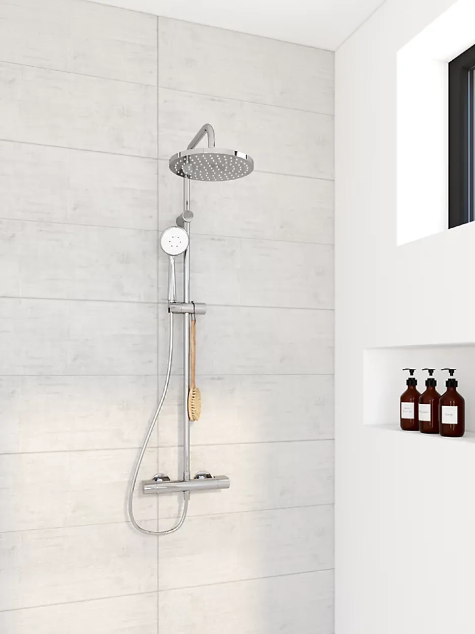 Faïence murale blanc cassé effet béton L.75 x l.25 cm x ép.9,5 mm, Anduin- Best