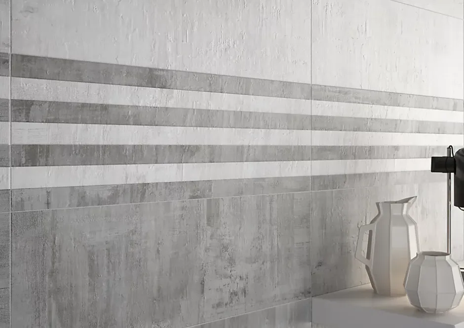 Faïence murale blanc cassé effet béton L.75 x l.25 cm x ép.9,5 mm, Anduin- Best