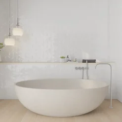 Faïence murale blanc décor géométrique L.90 x l.30 cm x ép.8,7 mm, Aragone-GoodHome Outlet