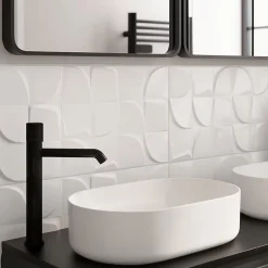 Faïence murale blanc décor géométrique L.90 x l.30 cm x ép.8,7 mm, Aragone-GoodHome Outlet