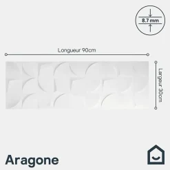 Faïence murale blanc décor géométrique L.90 x l.30 cm x ép.8,7 mm, Aragone-GoodHome Outlet