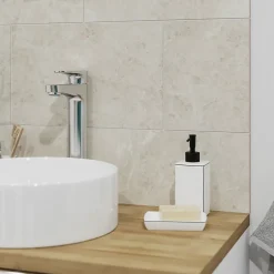 Faïence murale blanc gris effet marbré 25 x 40 cm Commo