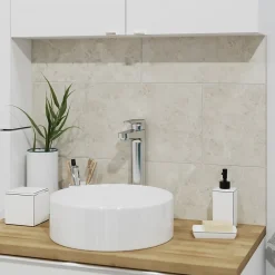 Faïence murale blanc gris effet marbré 25 x 40 cm Commo