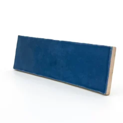 Faïence murale bleu effet terre cuite brillant L.30 x l.7,5 cm, Vernissea