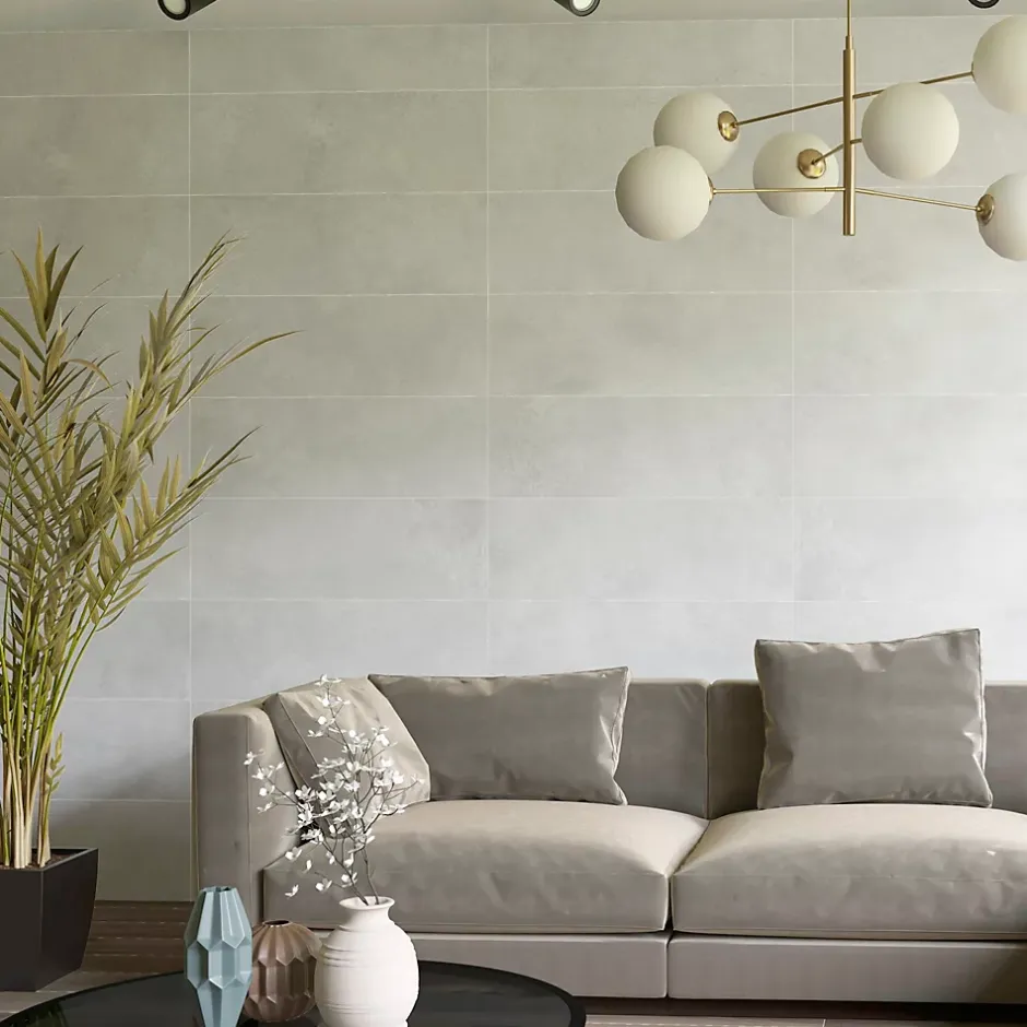 Baldocer Faïence murale effet béton gris clair mat L.90 x l.30 cm x ép.10,5 mm, Unik