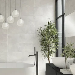 Faïence murale effet béton gris mat L.90 x l.30 cm x ép. 10,5 mm, Unik-Baldocer