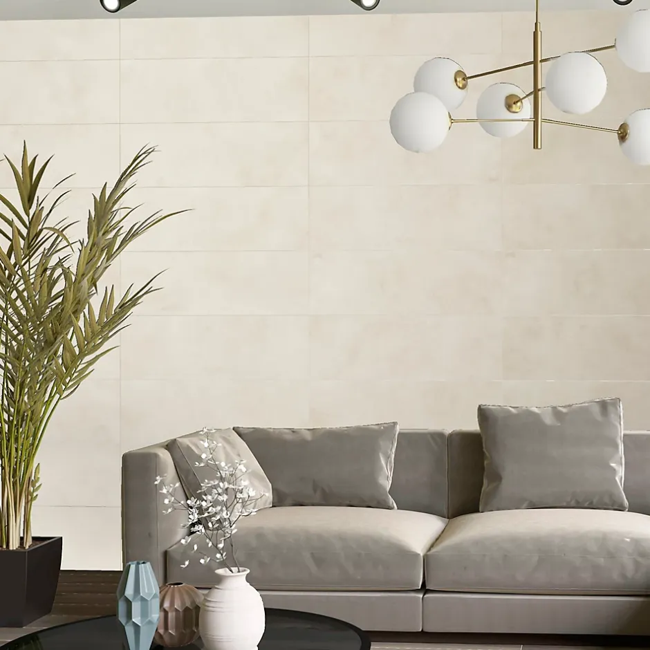 Baldocer Faïence murale effet béton beige mat L.90 x l.30 cm x ép.10,5 mm, Unik