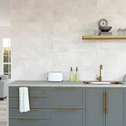 Faïence murale effet béton gris clair mat décor vague L.90 x l.30 cm x ép.10,5 mm, Unik-Baldocer Hot