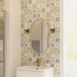 GoodHome Faïence murale effet carreaux de ciment tons beiges et bleus L.60 x l.20 cm x ép.8,3 mm, Konkrete