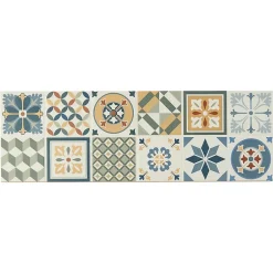 GoodHome Faïence murale effet carreaux de ciment tons beiges et bleus L.60 x l.20 cm x ép.8,3 mm, Konkrete