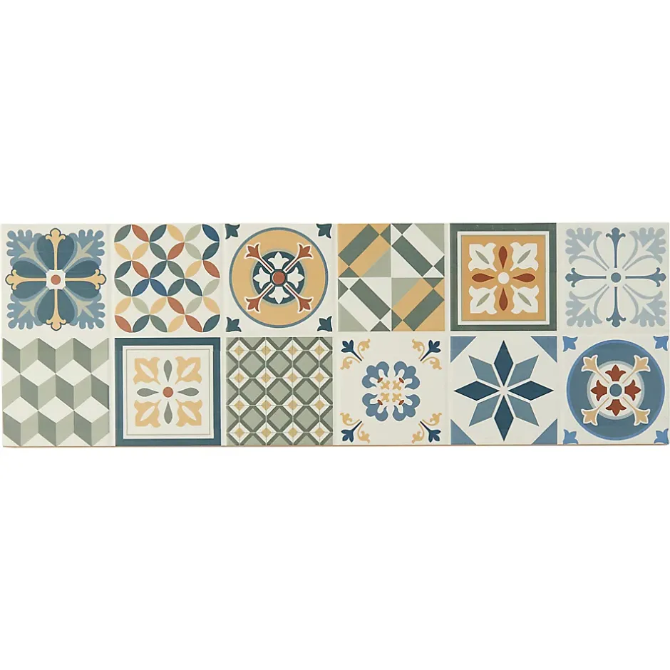 GoodHome Faïence murale effet carreaux de ciment tons beiges et bleus L.60 x l.20 cm x ép.8,3 mm, Konkrete