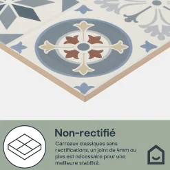 GoodHome Faïence murale effet carreaux de ciment tons beiges et bleus L.60 x l.20 cm x ép.8,3 mm, Konkrete