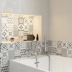 GoodHome Faïence murale effet carreaux de ciment tons noirs et blancs L.60 x l.20 cm x ép.8,3 mm, Konkrete