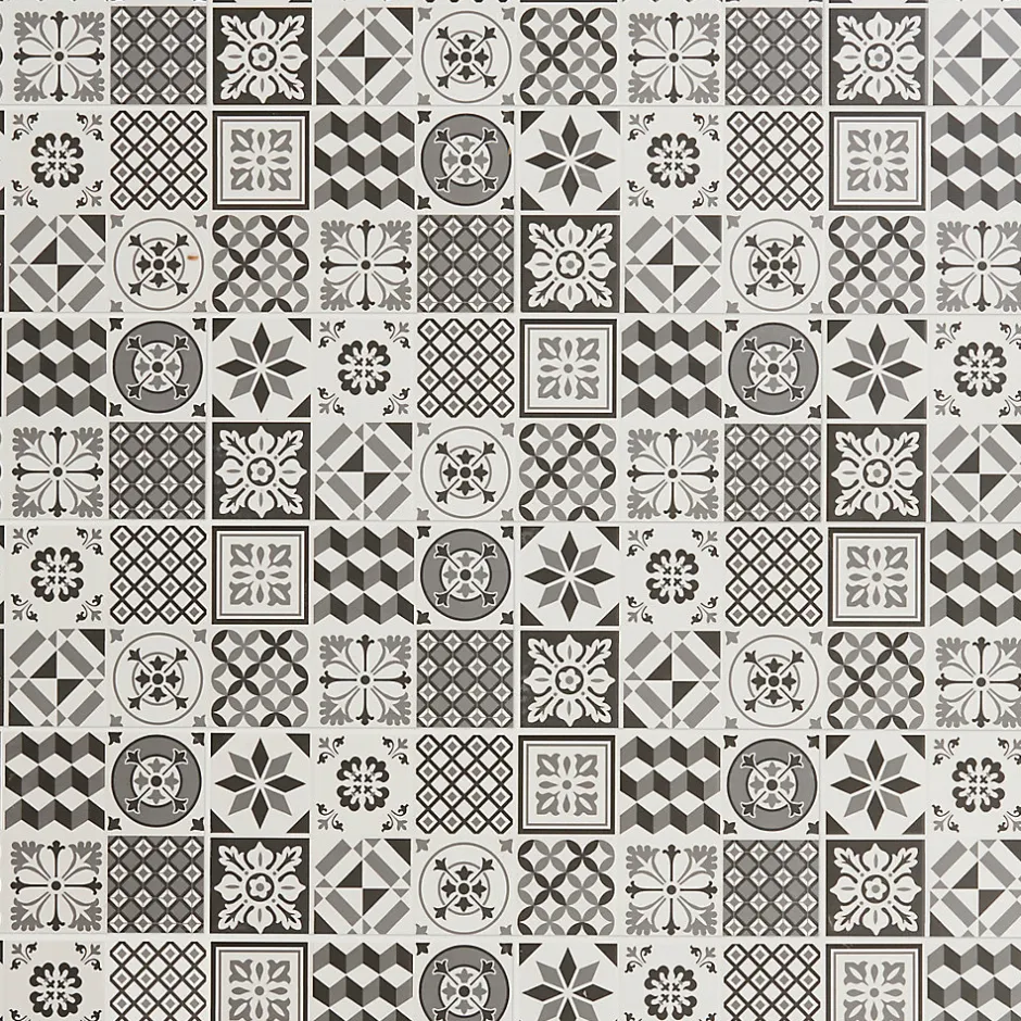 GoodHome Faïence murale effet carreaux de ciment tons noirs et blancs L.60 x l.20 cm x ép.8,3 mm, Konkrete