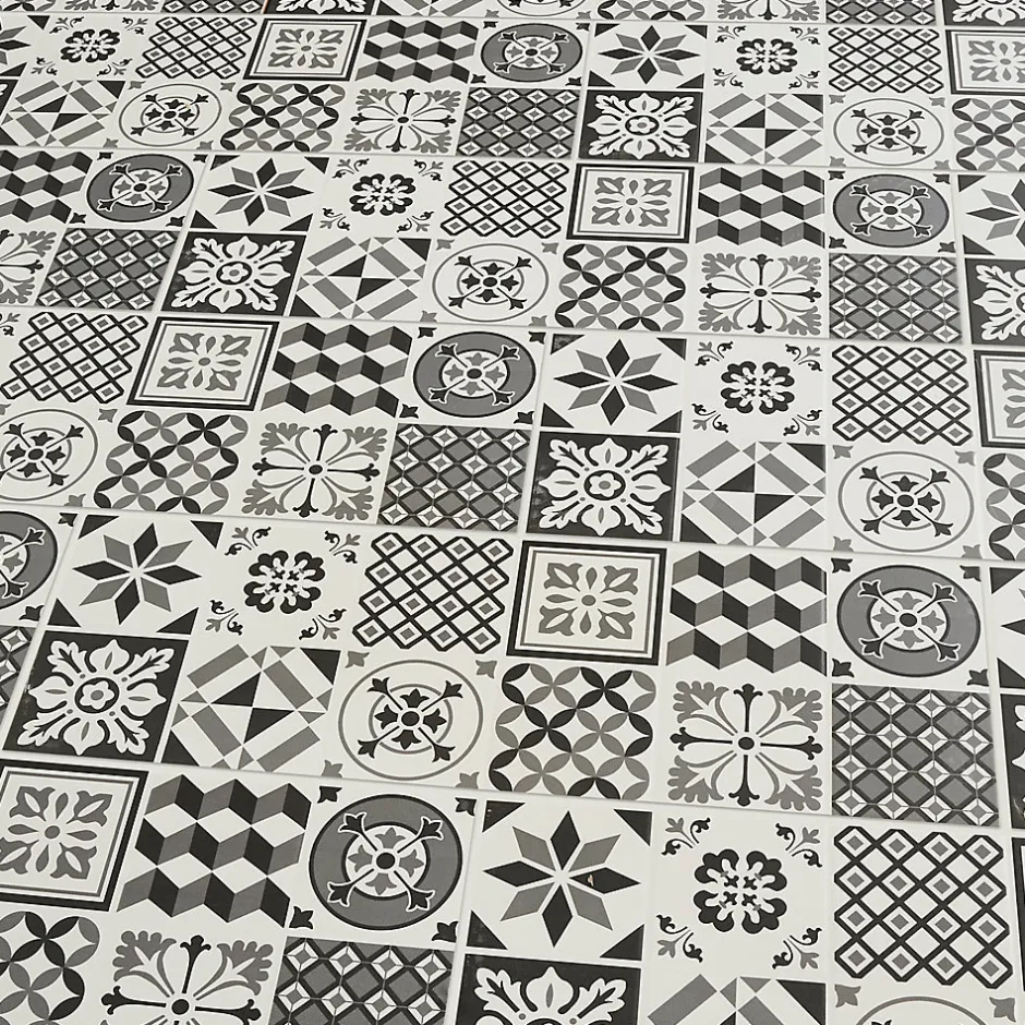 GoodHome Faïence murale effet carreaux de ciment tons noirs et blancs L.60 x l.20 cm x ép.8,3 mm, Konkrete