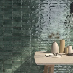 Ecoceramic Faïence murale effet marbre vert brillant L.60 x l.31,6 cm x ép.9 mm, Soul