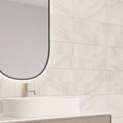 Faïence murale effet marbre blanc brillant décor texturé L.60 x l.30 cm x ép.7 mm, Celena-Ecoceramic Sale