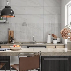 Faïence murale effet marbre blanc brillant décor texturé L.60 x l.30 cm x ép.7 mm, Celena-Ecoceramic Sale