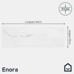 GoodHome Faïence murale effet marbre blanc L.60 x l.20 cm x ép.9,4 mm, Aruma