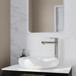 GoodHome Faïence murale effet marbre blanc brillant L.90 x l.30 cm x ép.8,7 mm, Oazis