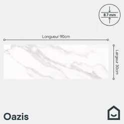 GoodHome Faïence murale effet marbre blanc brillant L.90 x l.30 cm x ép.8,7 mm, Oazis
