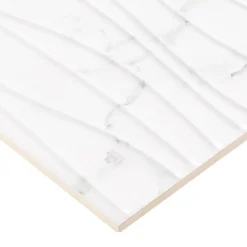 GoodHome Faïence murale effet marbre blanc décor vagues L.60 x l.20 cm x ép.9,4 mm, Aruma