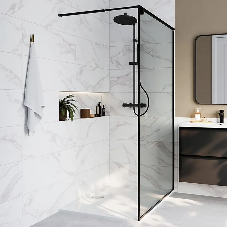 GoodHome Faïence murale effet marbre blanc mat L.90 x l.30 cm x ép.8,7 mm, Oazis