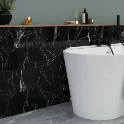 Faïence murale effet marbre noir brillant L.60 x l.20 cm x ép.9,4 mm, Aruma-GoodHome Best