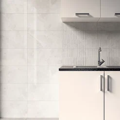 Ecoceramic Faïence murale effet marbre gris brillant décor texturé L.60 x l.30 cm x ép.7 mm, Celena