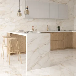 Ecoceramic Faïence murale effet marbre blanc mat L.90 x l.30 cm x ép.8,7 mm, Aster