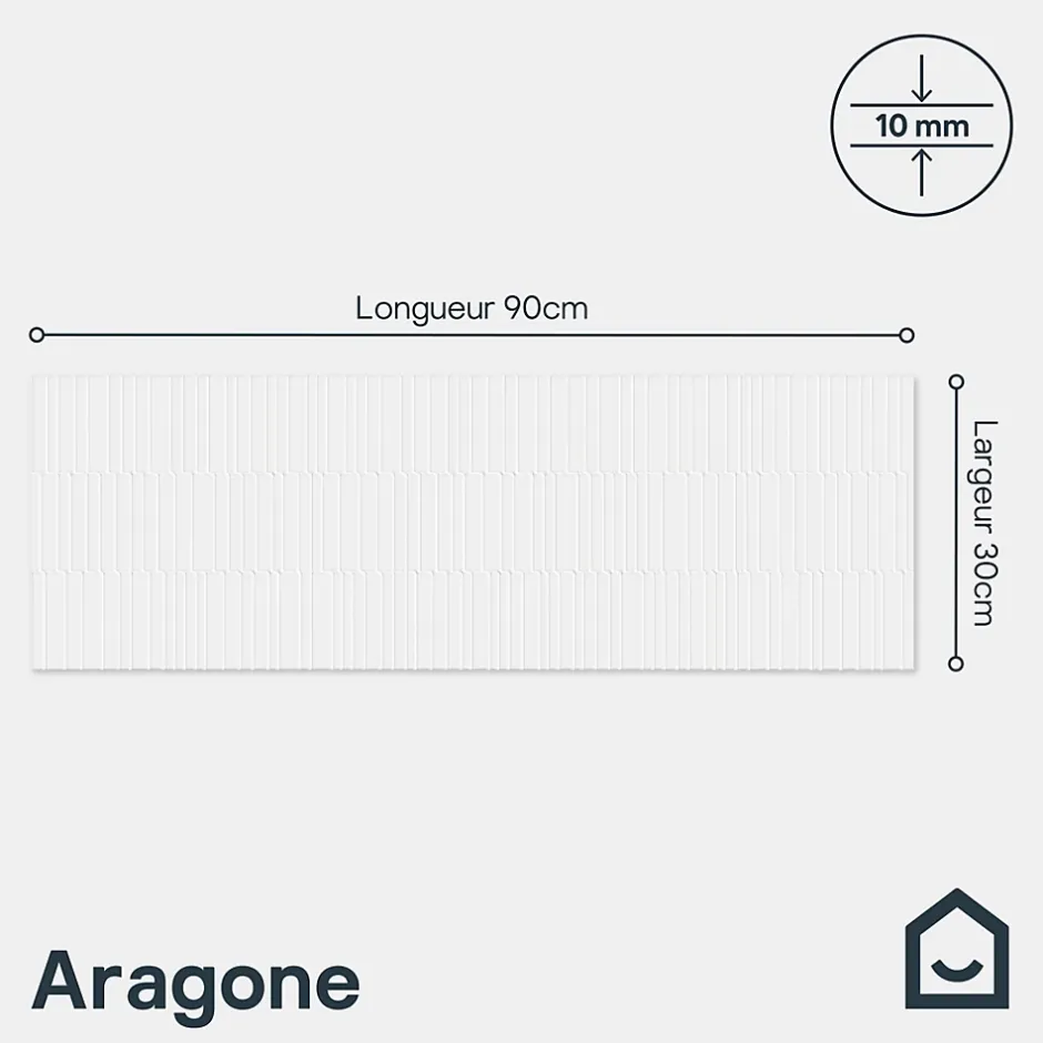 Faïence murale effet origami blanc L.90 x l.30 cm x ép.10,5 mm, Aragone-GoodHome Hot
