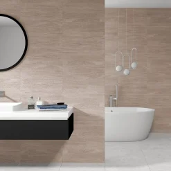 Faïence murale effet pierre beige mat décor texturé L.60 x l.20 cm x ép.9,5 mm, Althea-Ecoceramic Clearance