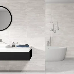 Ecoceramic Faïence murale effet pierre blanc mat L.60 x l.20 cm x ép.9,5 mm, Althea