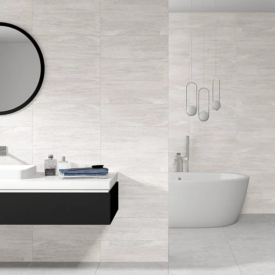 Ecoceramic Faïence murale effet pierre blanc mat L.60 x l.20 cm x ép.9,5 mm, Althea