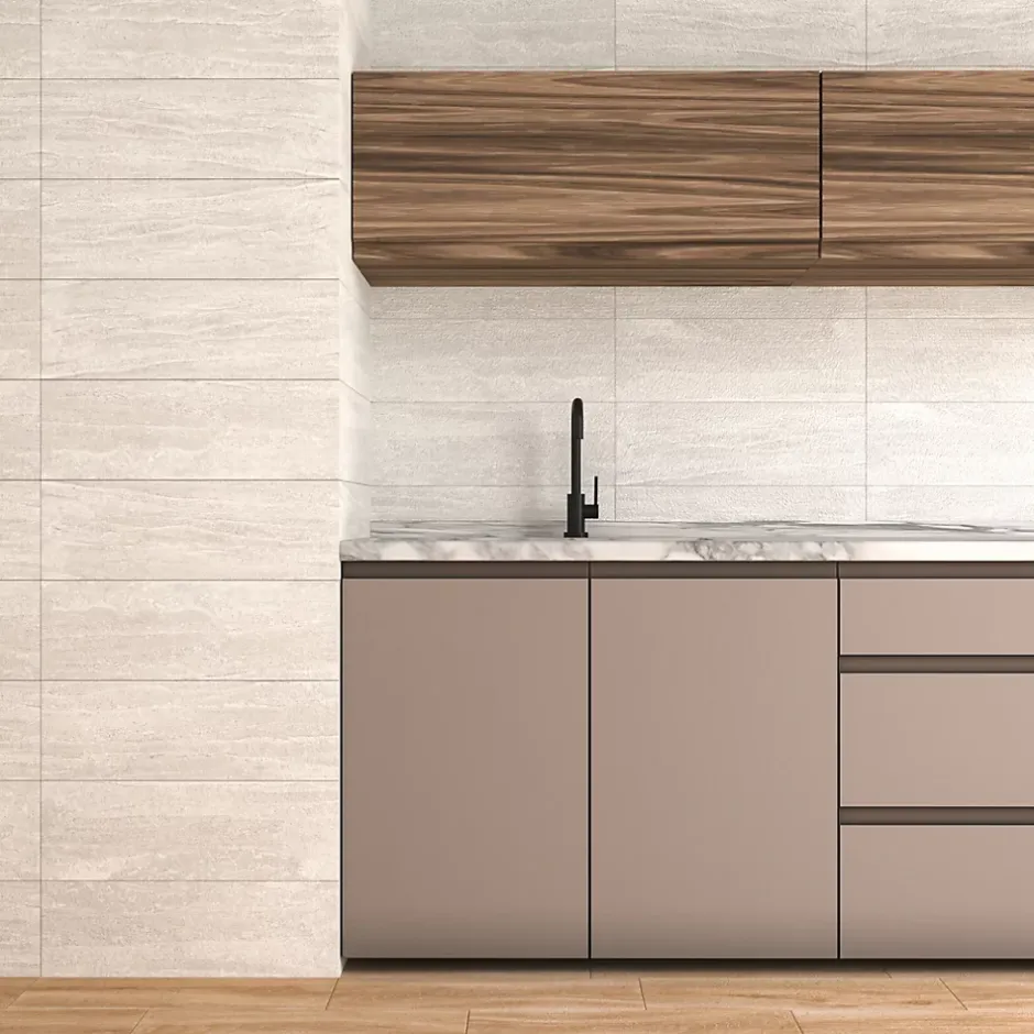 Ecoceramic Faïence murale effet pierre blanc mat L.60 x l.20 cm x ép.9,5 mm, Althea